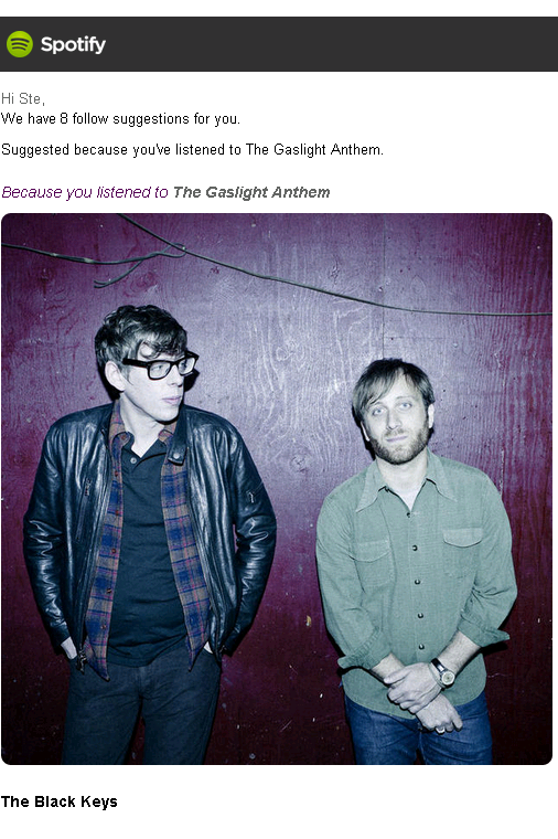 Spotify recommends the Black Keys